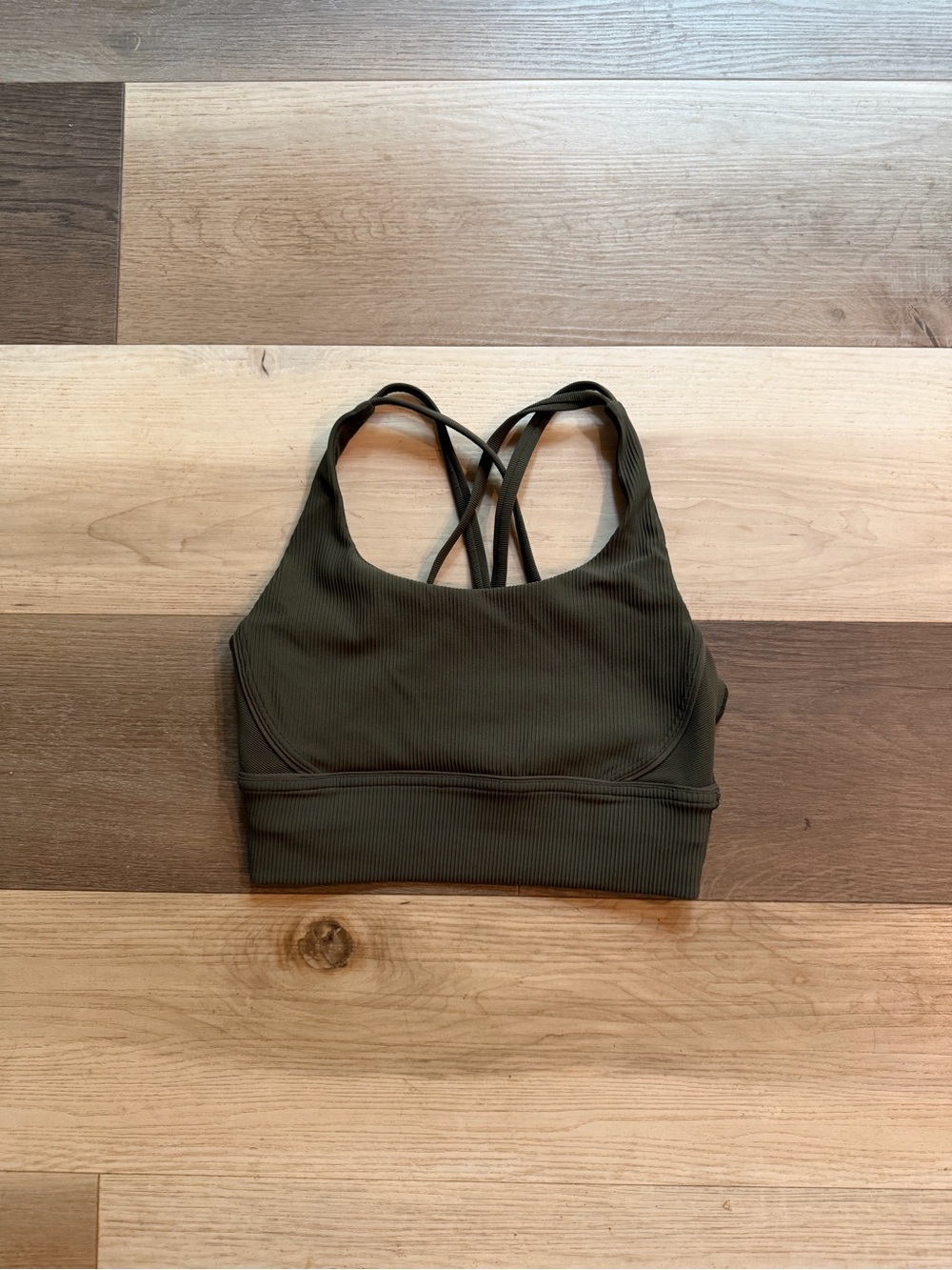 lululemon athletica Olive Ribbed Cross-Back Sports Bra
